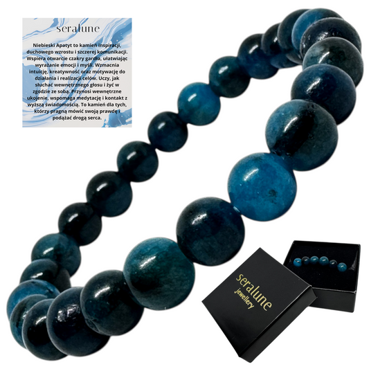 Bransoletka Niebieski Apatyt 8mm Kamień Odwaga Intuicja