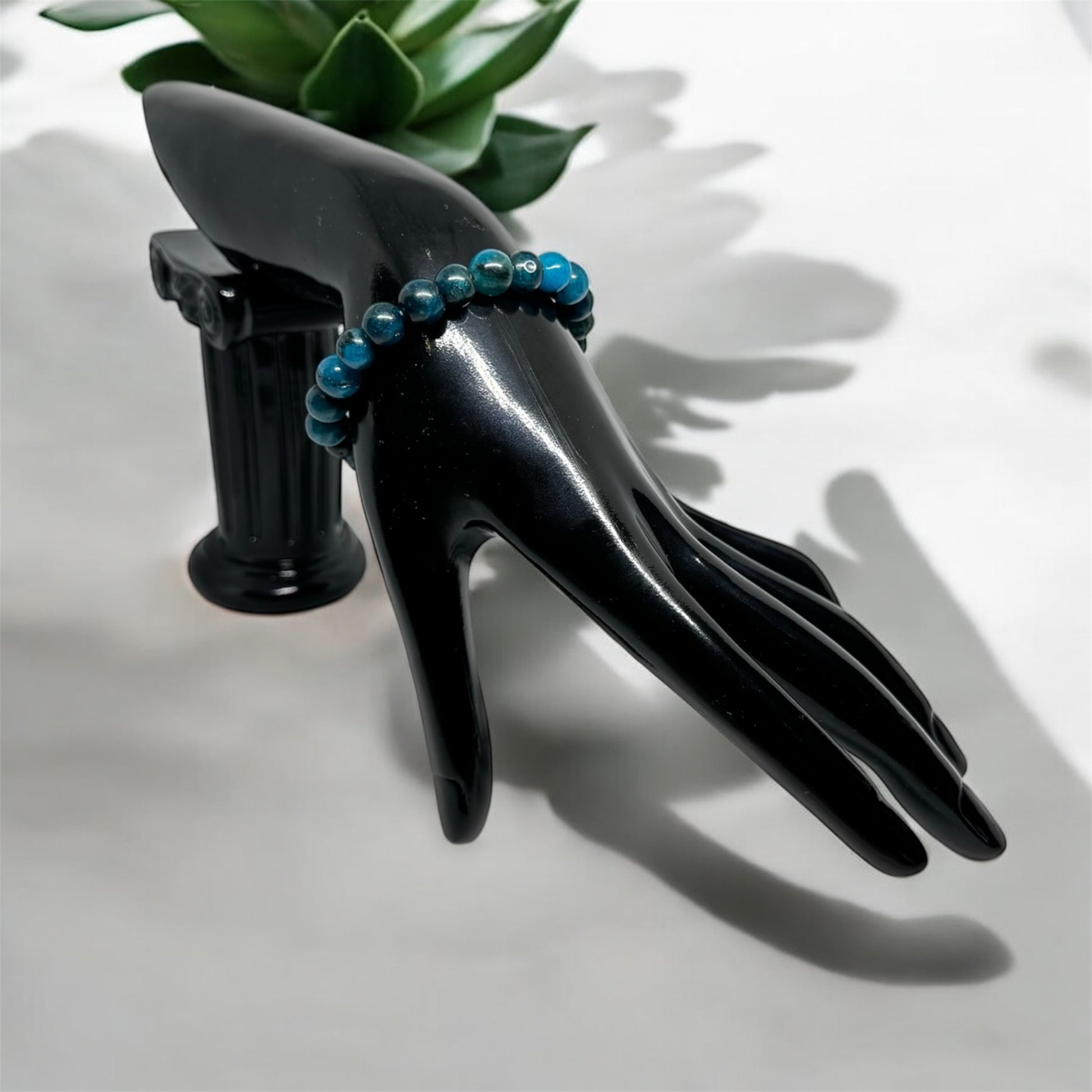 Bransoletka Niebieski Apatyt 8mm Kamień Odwaga Intuicja