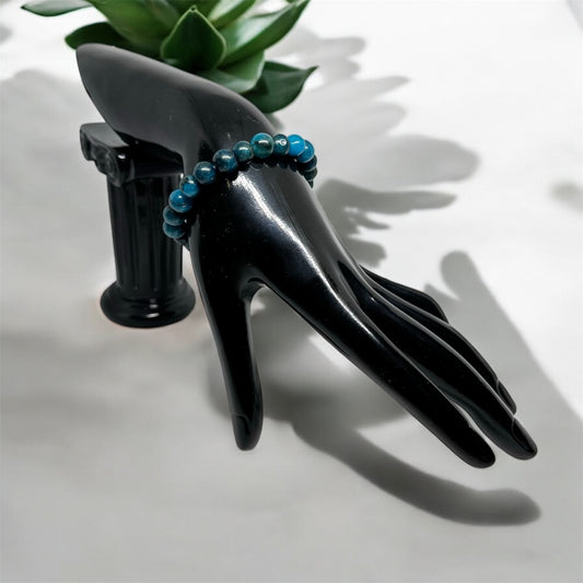 Bransoletka Niebieski Apatyt 8mm Kamień Odwaga Intuicja