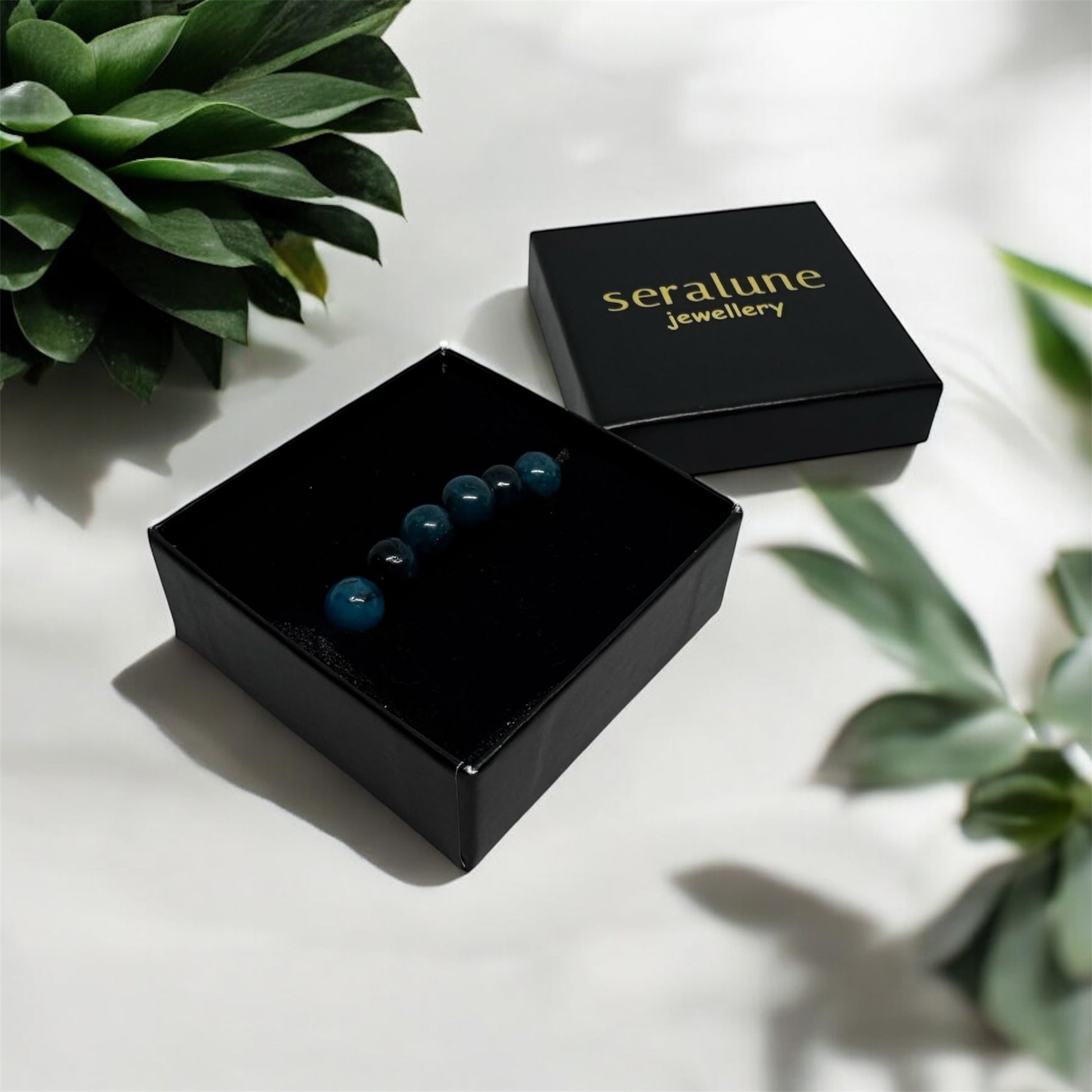 Bransoletka Niebieski Apatyt 8mm Kamień Odwaga Intuicja