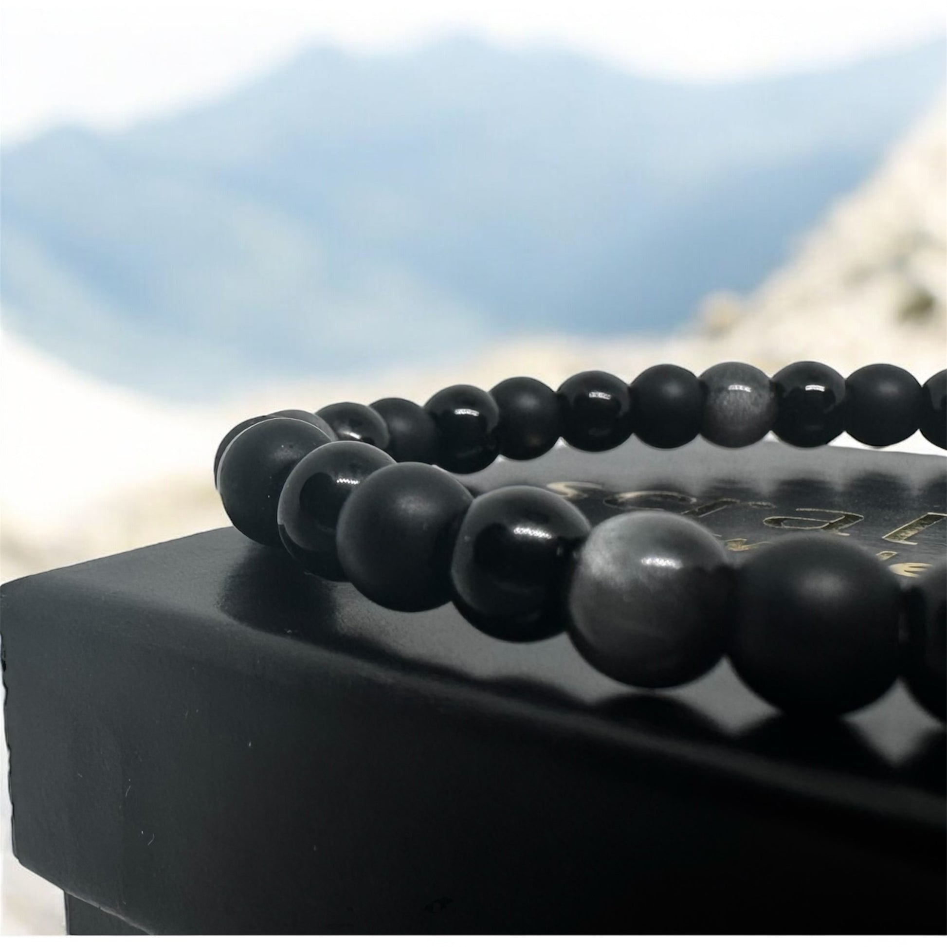 Bransoletka Ochrona Czarny Turmalin Obsydian Onyks 6mm