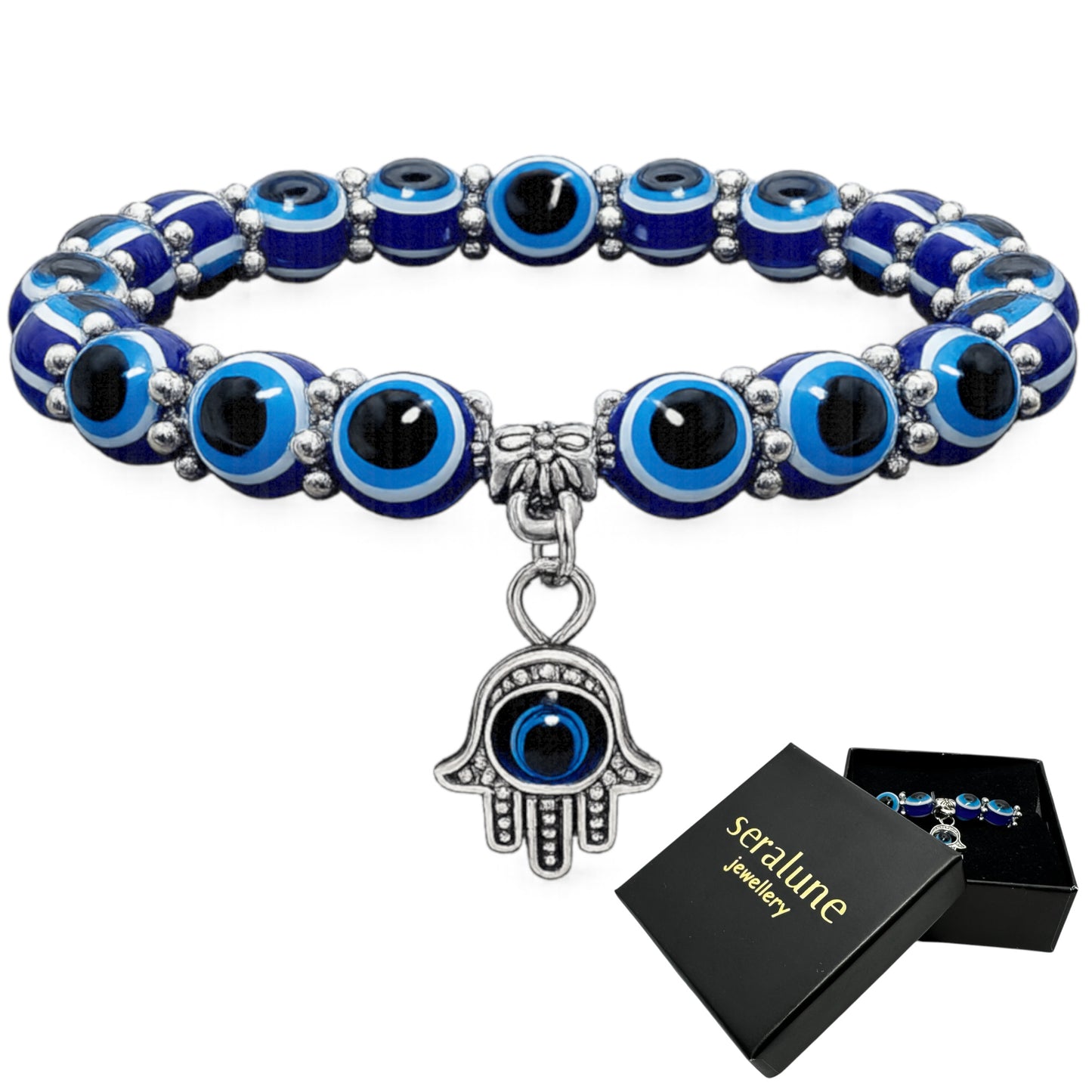 Bransoletka Ochronna Ręka Fatimy Oko Proroka Hamsa 8mm