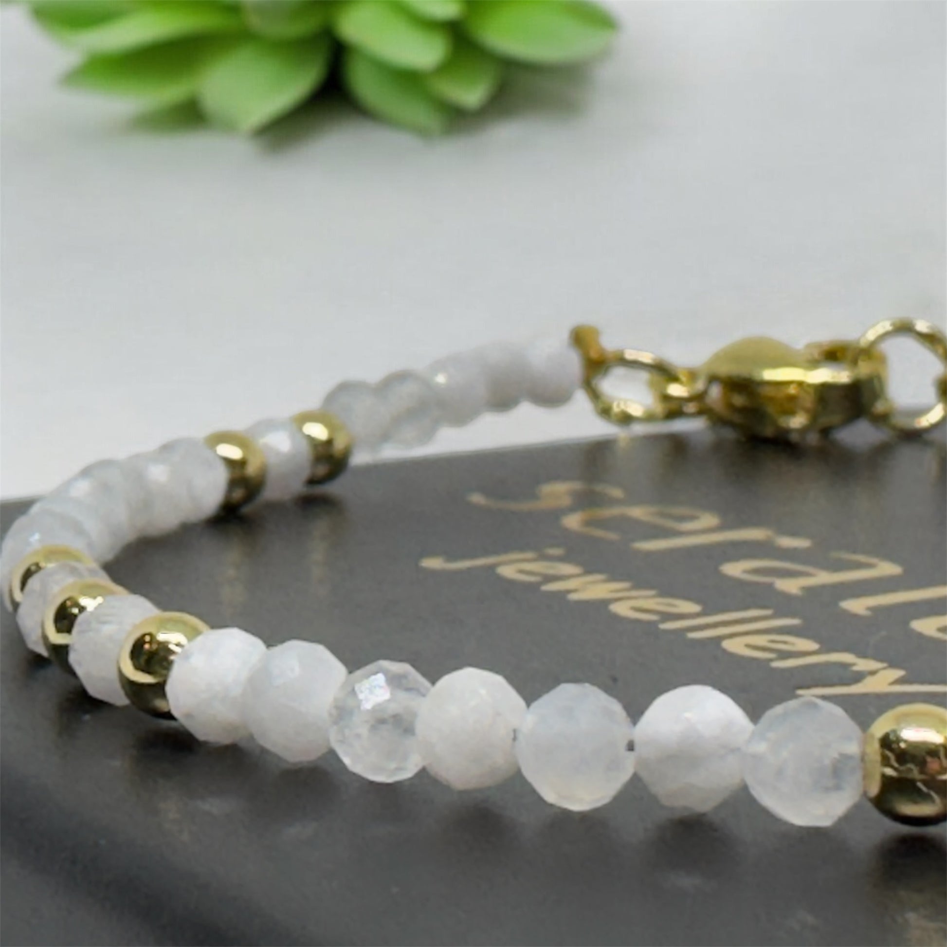 Bransoletka Turmalin Wielobarwny Kamień Księżycowy 3mm Złota