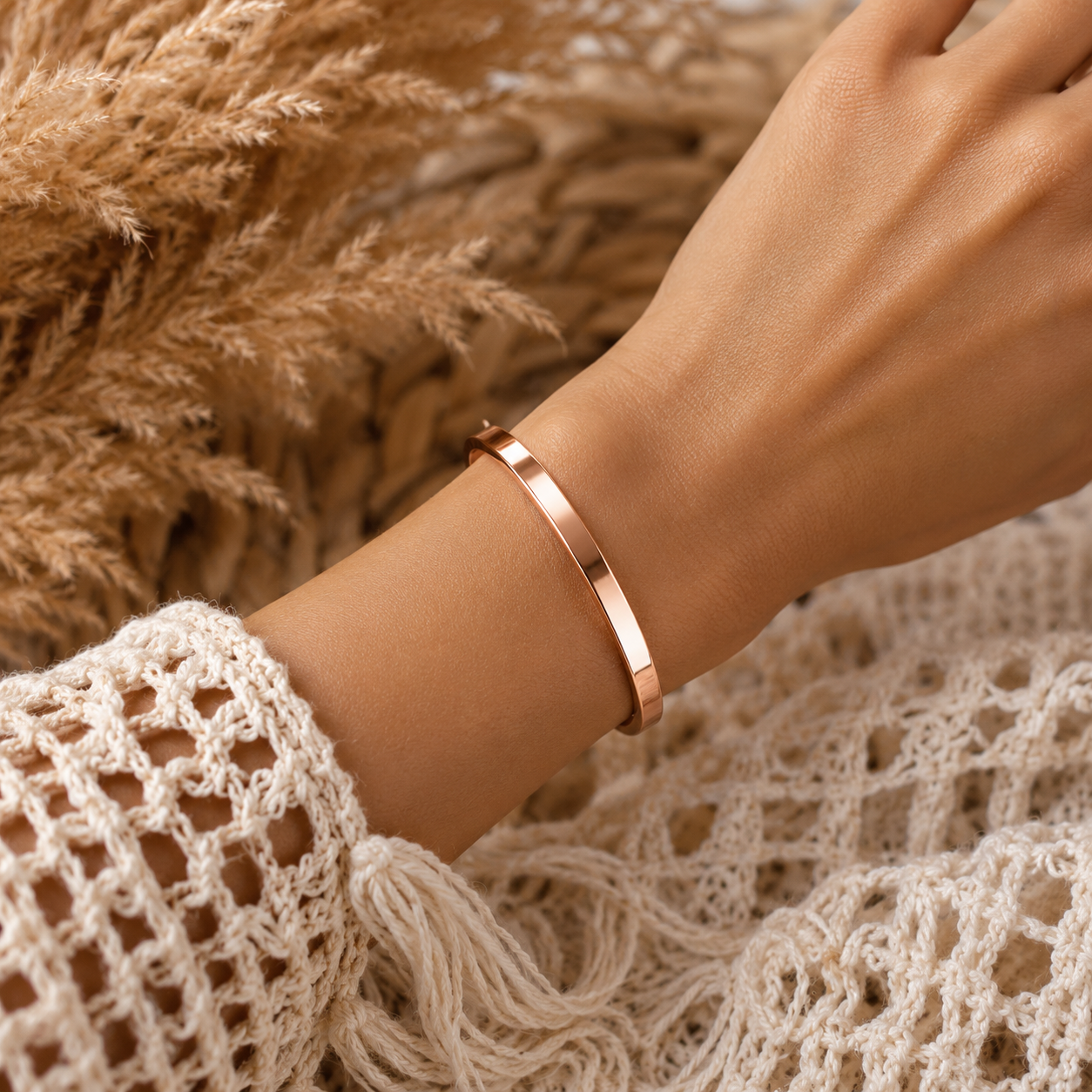 Bransoletka Zdrowotna Miedziana Polerowana 8mm Bangla