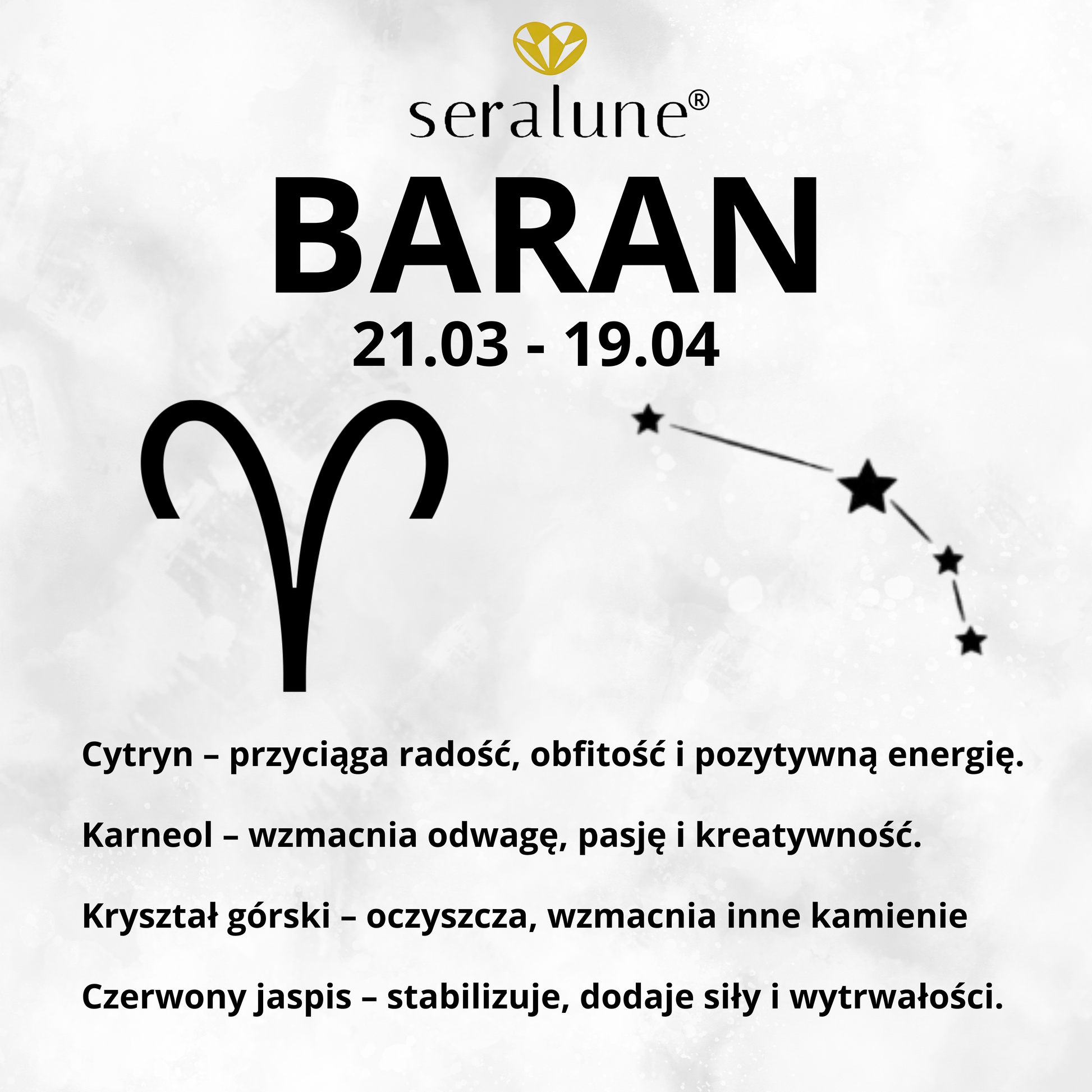 Bransoletka Znak Zodiaku Baran Cytryn Karneol Kryształ Górski