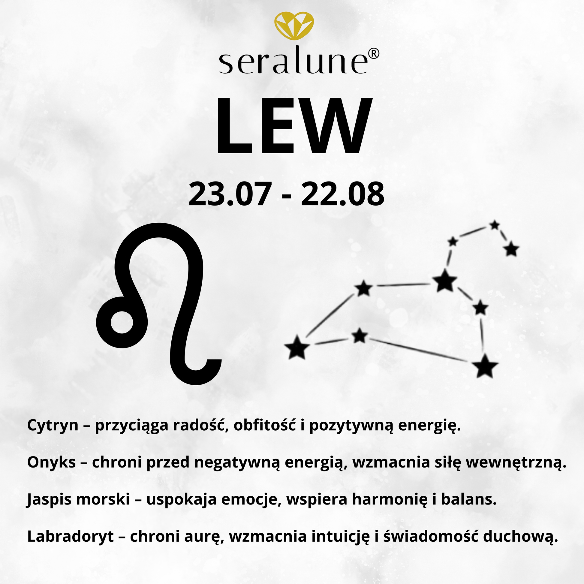 Bransoletka Znak Zodiaku Lew Cytryn Labradoryt Onyks Jaspis Morski 8mm