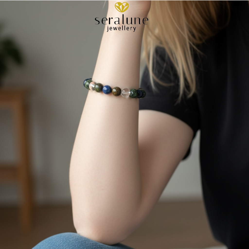 Bransoletka Znak Zodiaku Ryby Sodalit Jaspis Kwarc Górski Heliotrop 