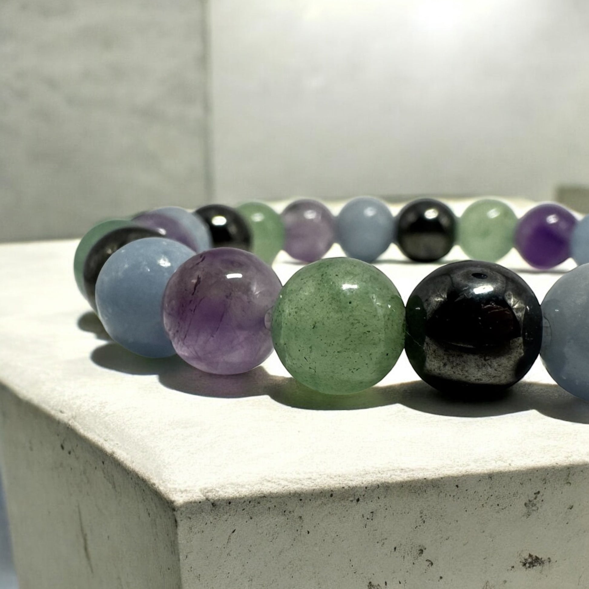 Bransoletka Znak Zodiaku Wodnik Ametyst Angelit Awanturyn Hematyt 8mm