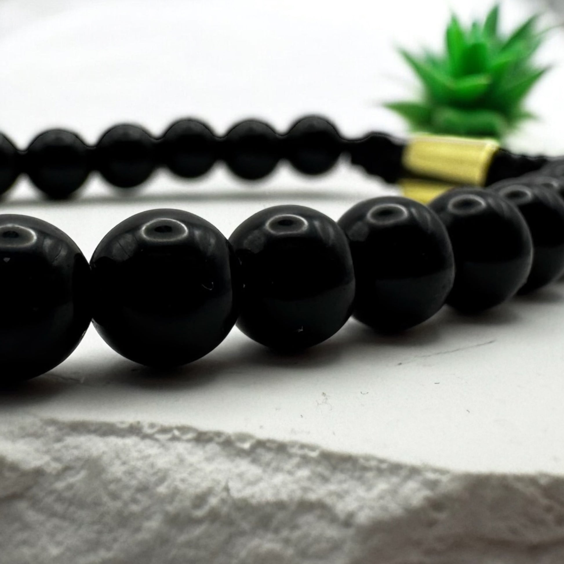 Bransoletka z Czarnego Turmalinu RAW i Obsydianu Talizman Makramowa Regulacja