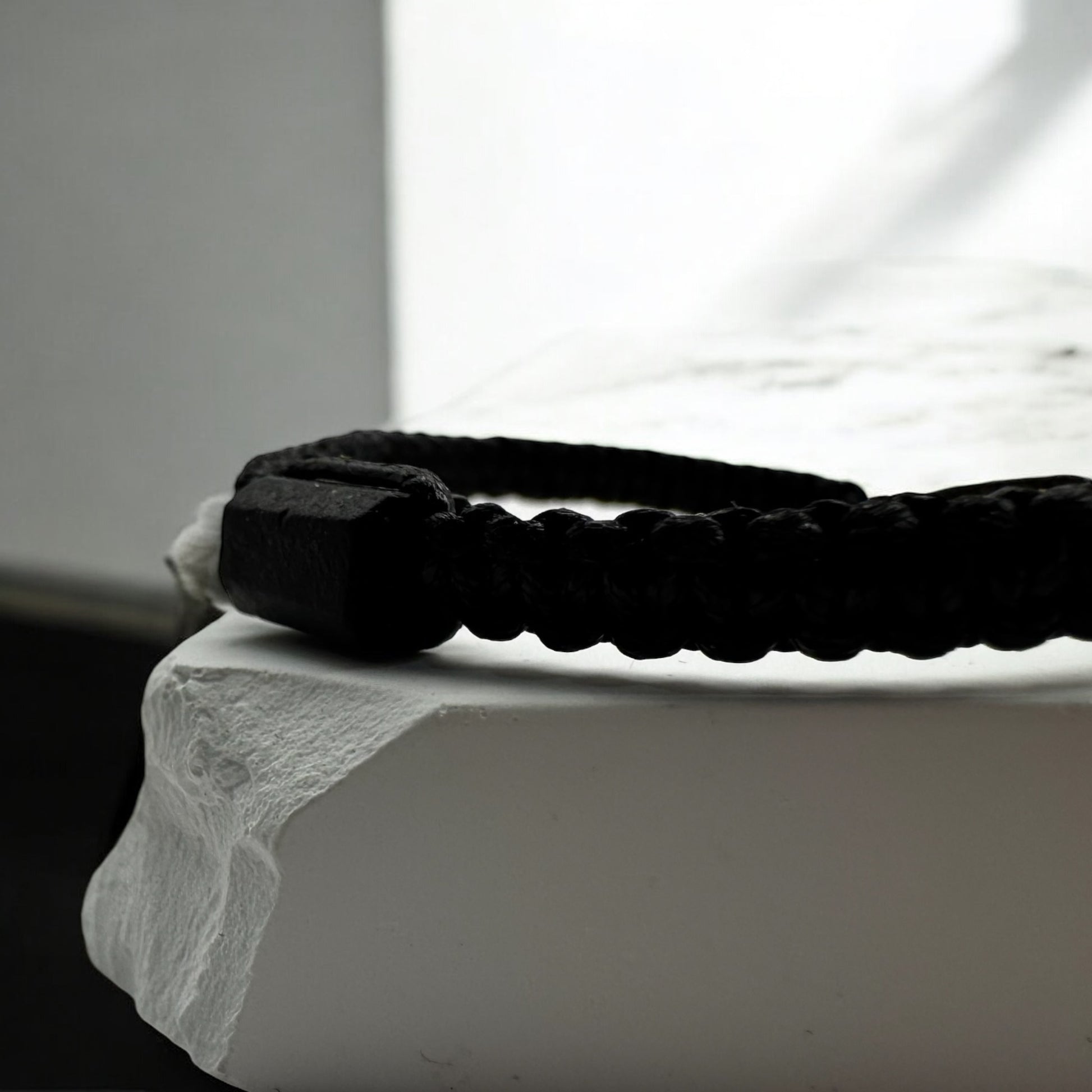 Bransoletka z Czarnym Turmalinem Fasetowanym Makramowa Kamień RAW