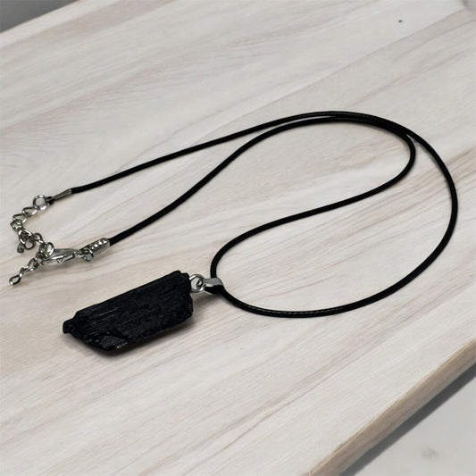 Naszyjnik Czarny Turmalin RAW Surowy Naturalny Kamień