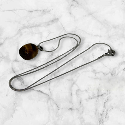 Naszyjnik Oko Tygrysa Kamień Stal Nierdzewna Wisiorek