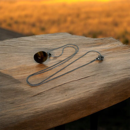 Naszyjnik Oko Tygrysa Kamień Stal Nierdzewna Wisiorek