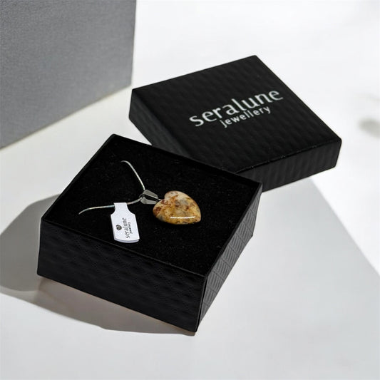 Naszyjnik Agat Serce Wisorek Kamień Stal Nierdzewna