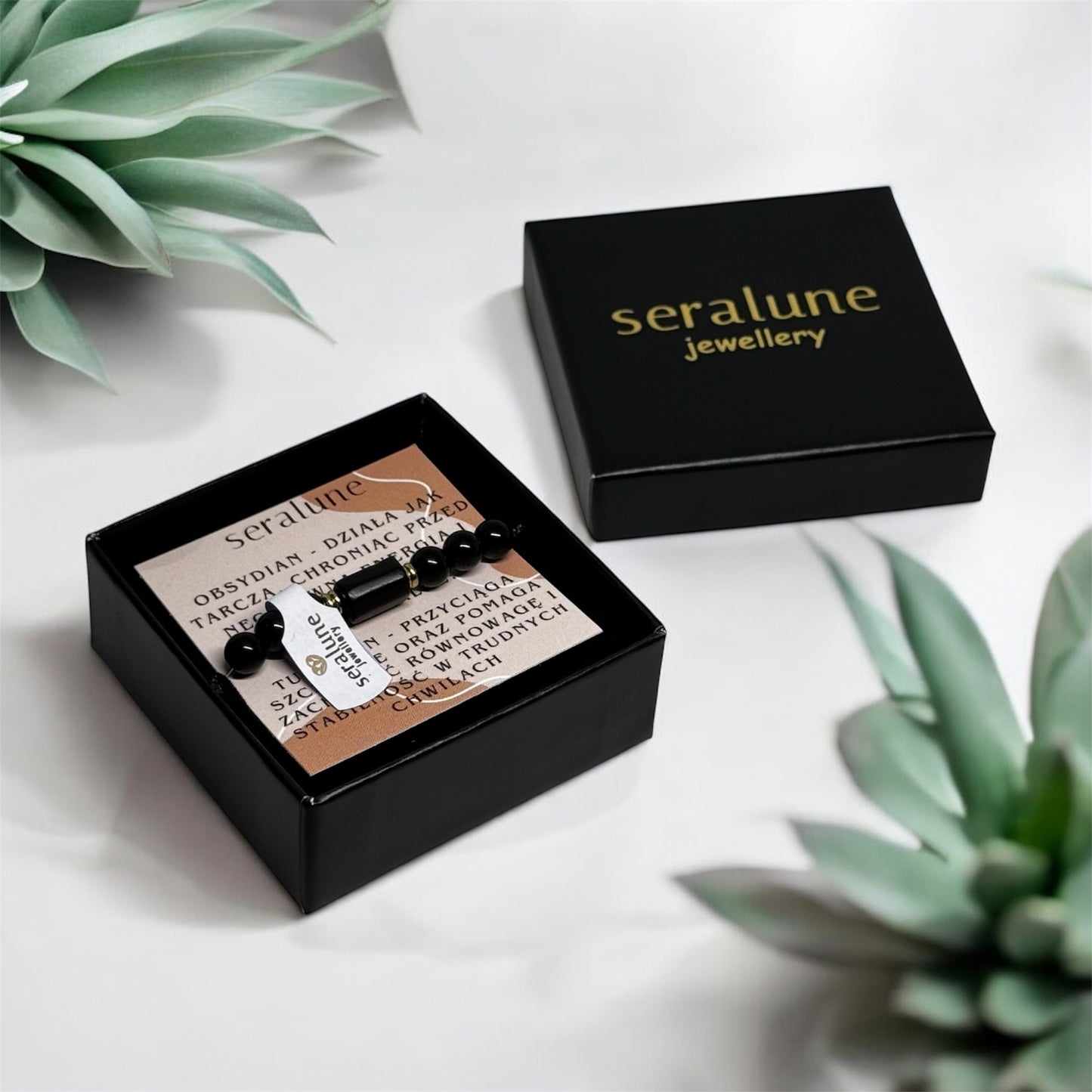 Bransoletka z Czarnego Turmalinu RAW i Obsydianu Talizman Ochronny