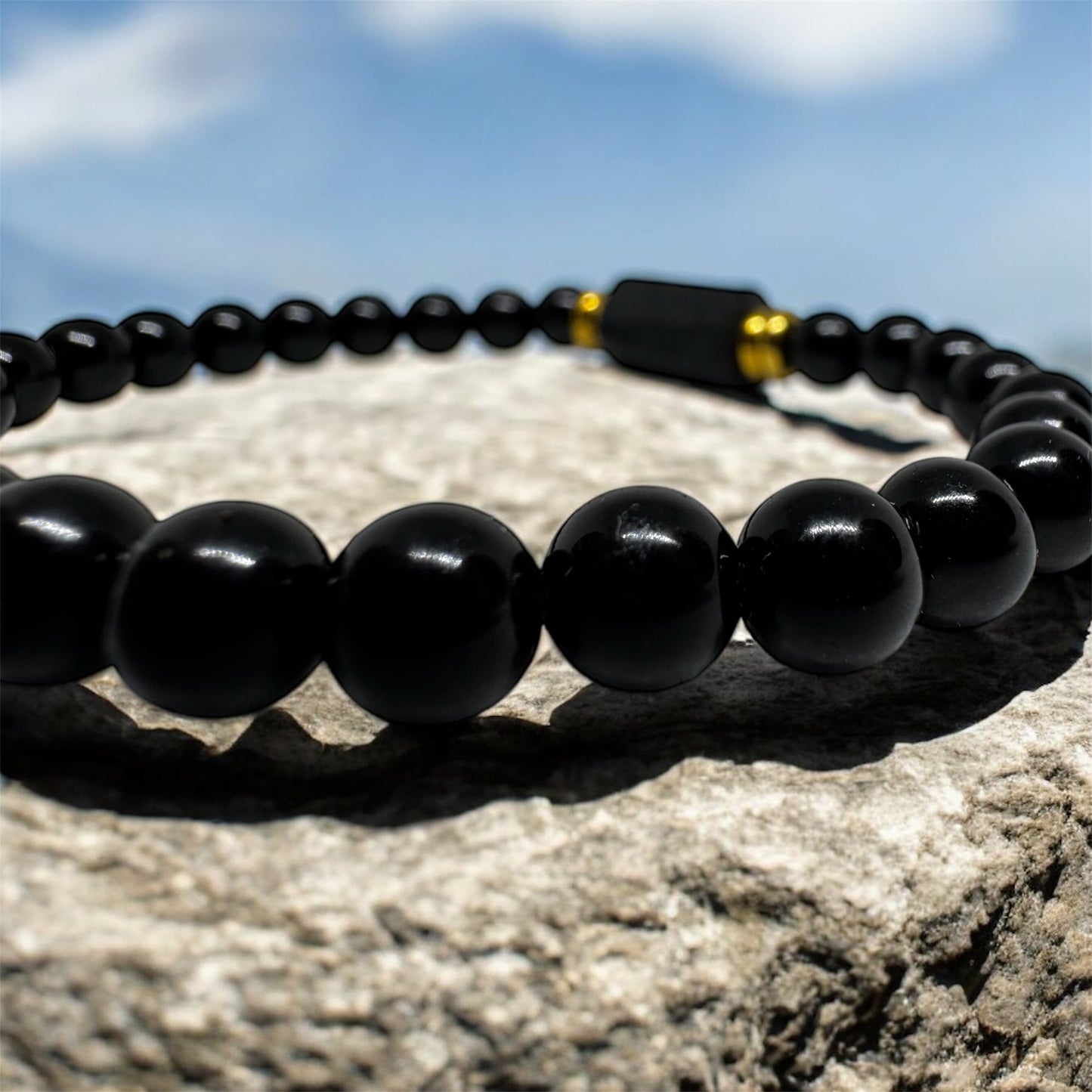 Bransoletka z Czarnego Turmalinu RAW i Obsydianu Talizman Ochronny