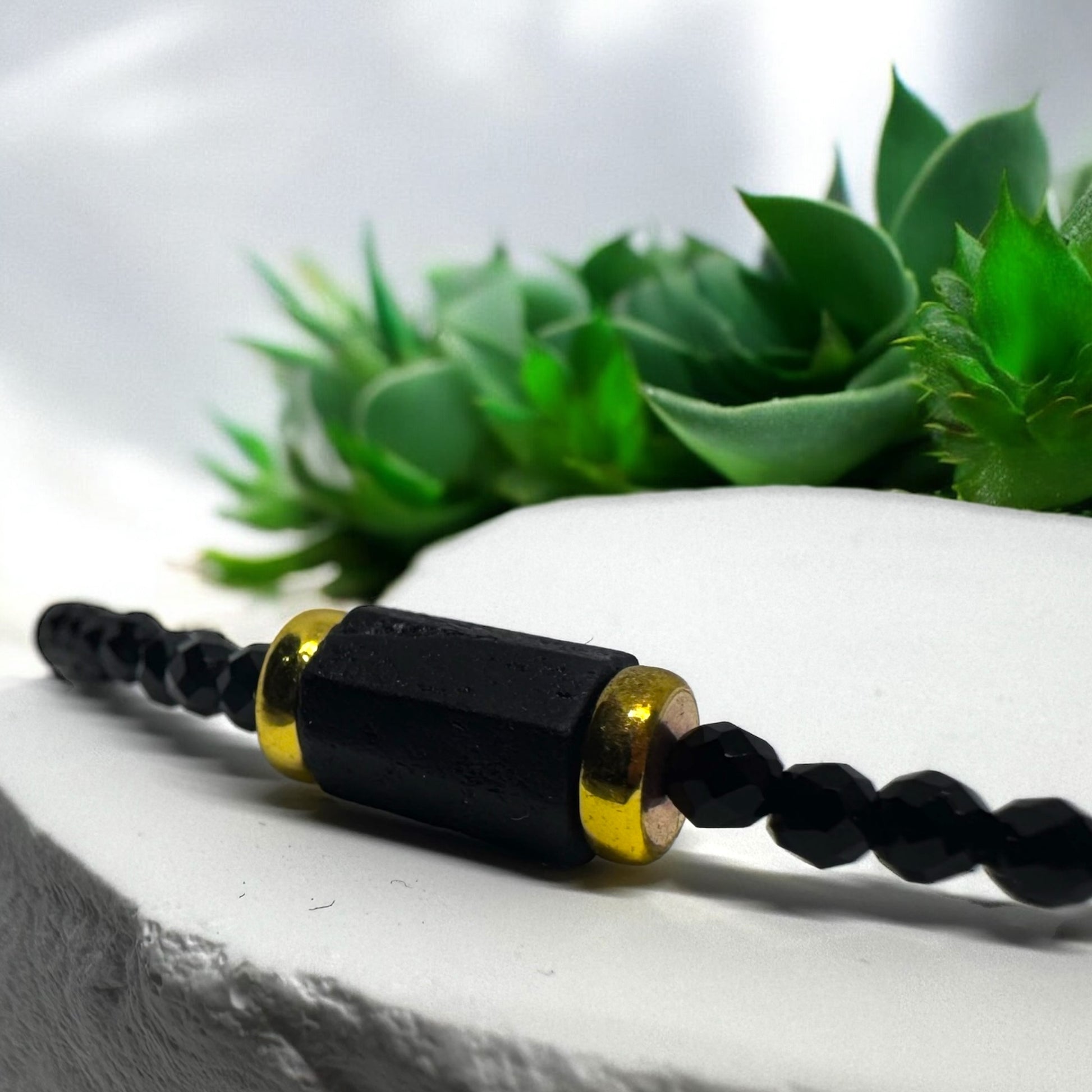 Naszyjnik Czarny Turmalin Obsydian Fasetowany Choker