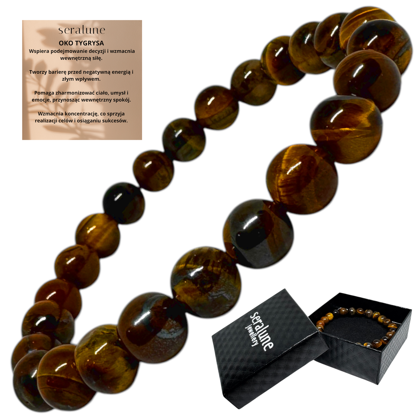 Bransoletka Tygrysie Oko Tiger Eye Ochrona Czakra Splotu Słonecznego