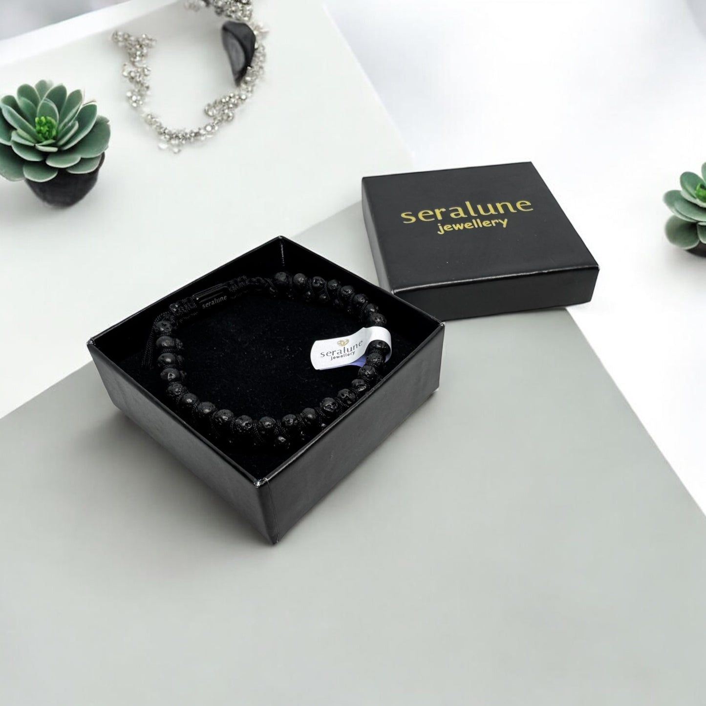 Bransoletka Lawa Wulkaniczna Naturalny Kamień