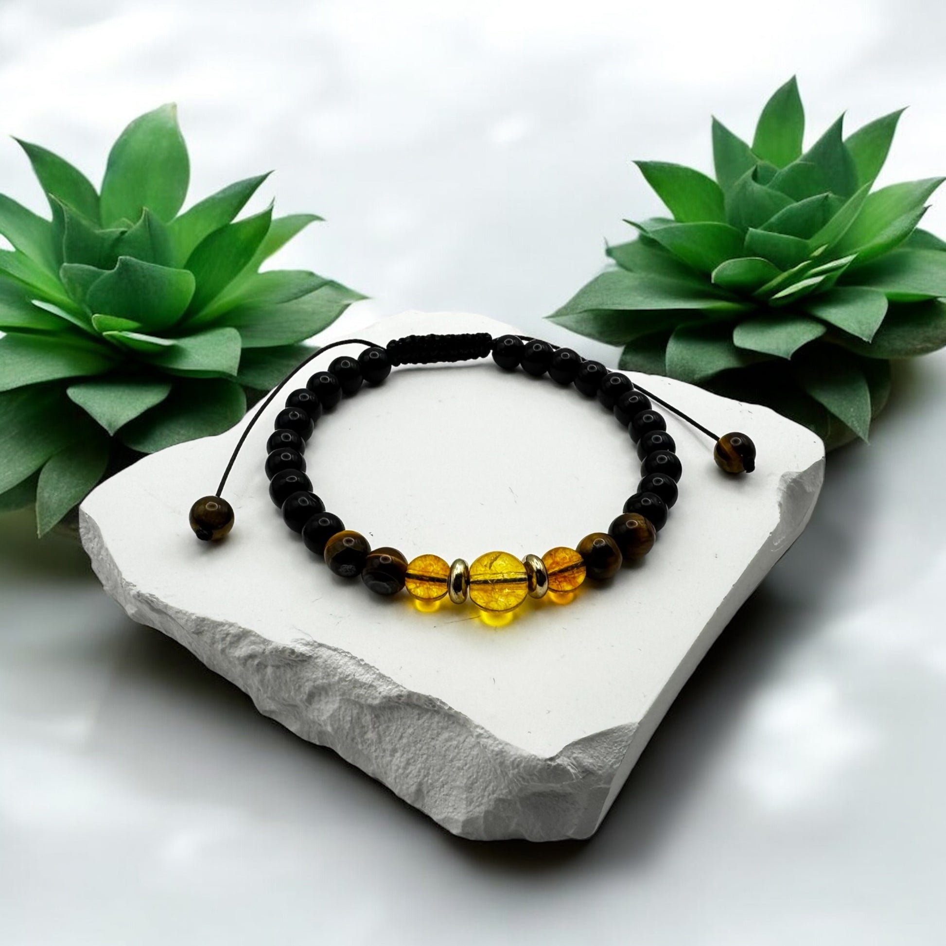 Bransoletka Cytryn Czarny Turmalin i Tygrysie Oko