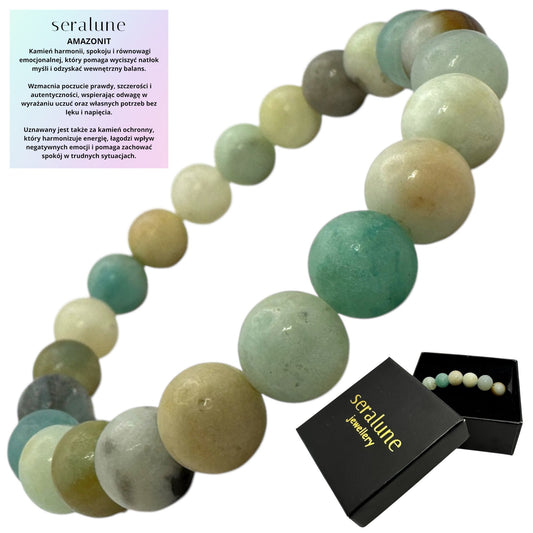 Bransoletka Amazonit Naturalny Kamień 8mm Ochronna Harmonia - Seralune