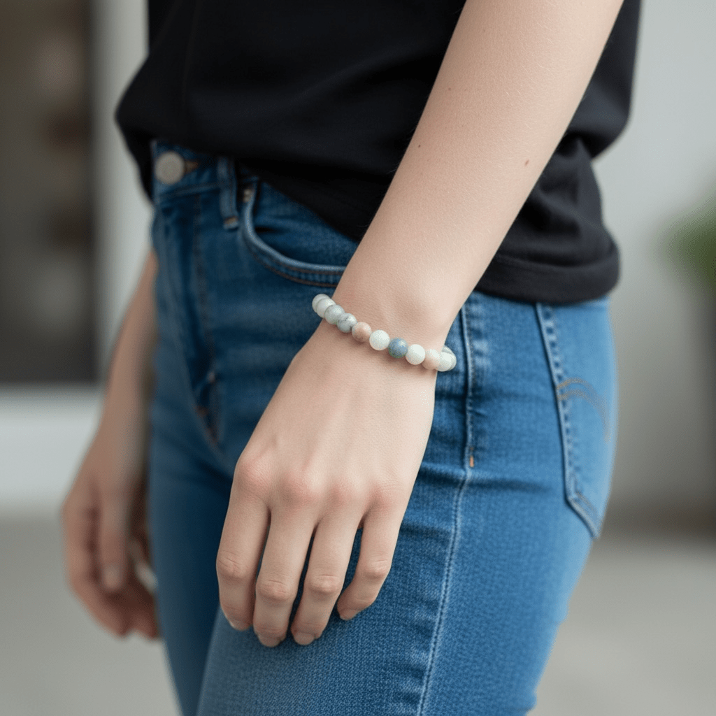 Bransoletka Amazonit Naturalny Kamień 8mm Ochronna Harmonia - Seralune