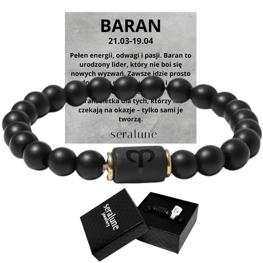 Bransoletka Dla Znaku Zodiaku Baran Onyks 8mm - Seralune