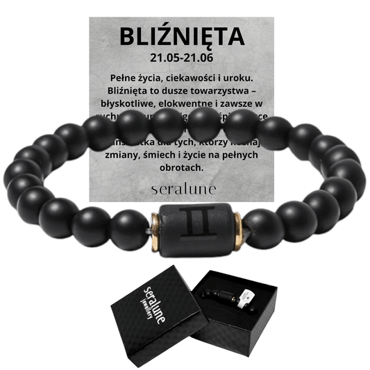 Bransoletka Dla Znaku Zodiaku Bliżnięta Onyks 8mm - Seralune