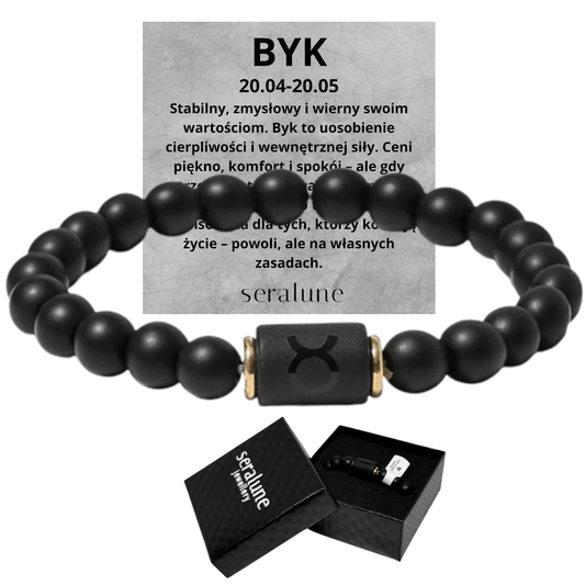 Bransoletka Dla Znaku Zodiaku Byk Onyks 8mm - Seralune