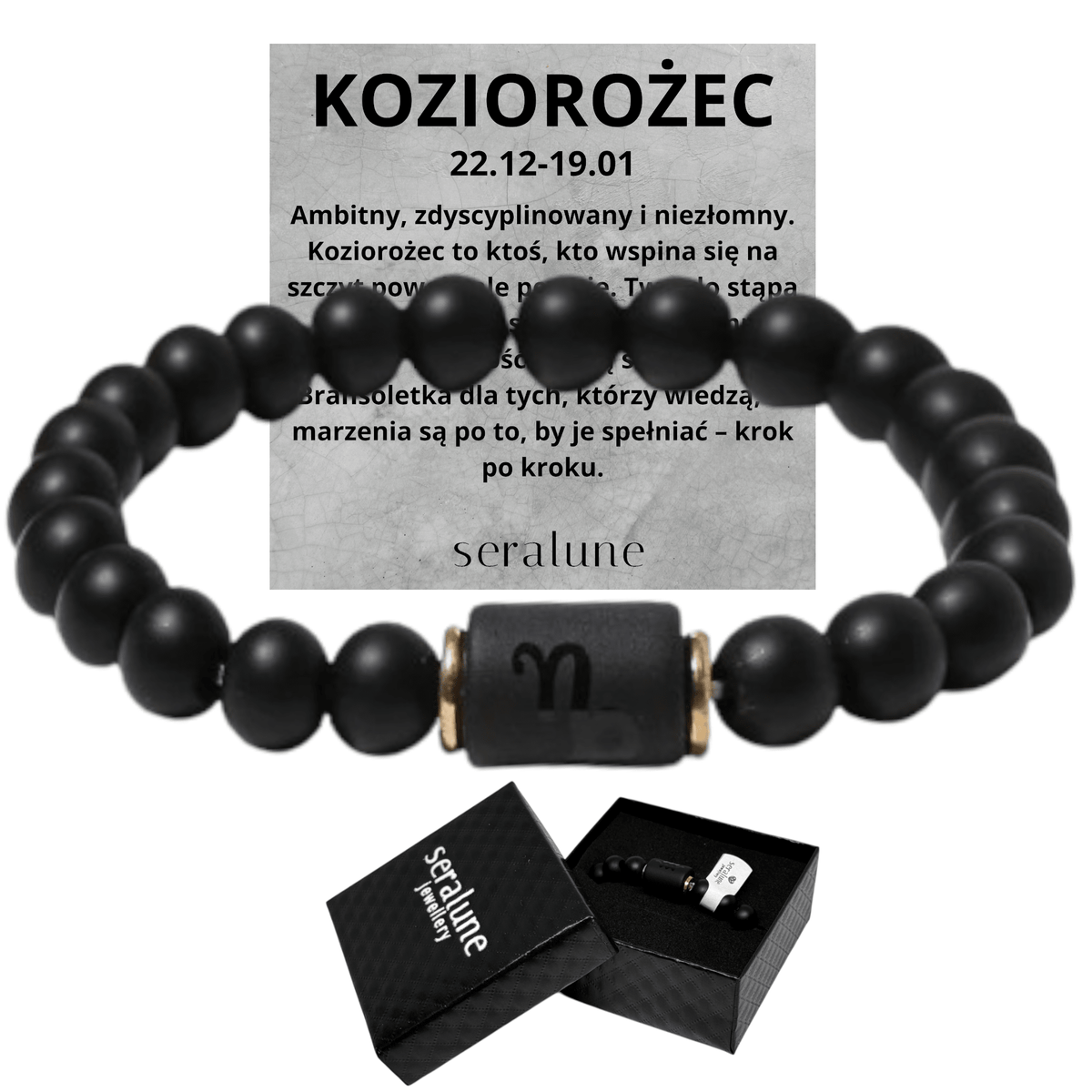 Bransoletka Dla Znaku Zodiaku Koziorożec Onyks 8mm - Seralune