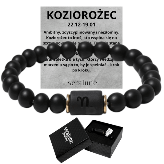 Bransoletka Dla Znaku Zodiaku Koziorożec Onyks 8mm - Seralune
