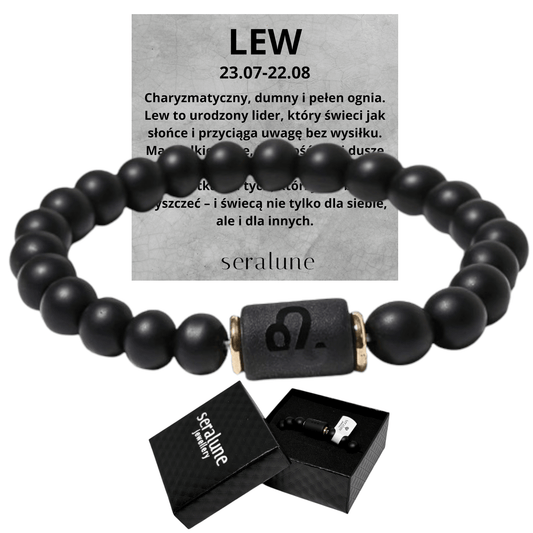 Bransoletka Dla Znaku Zodiaku Lew Onyks 8mm - Seralune