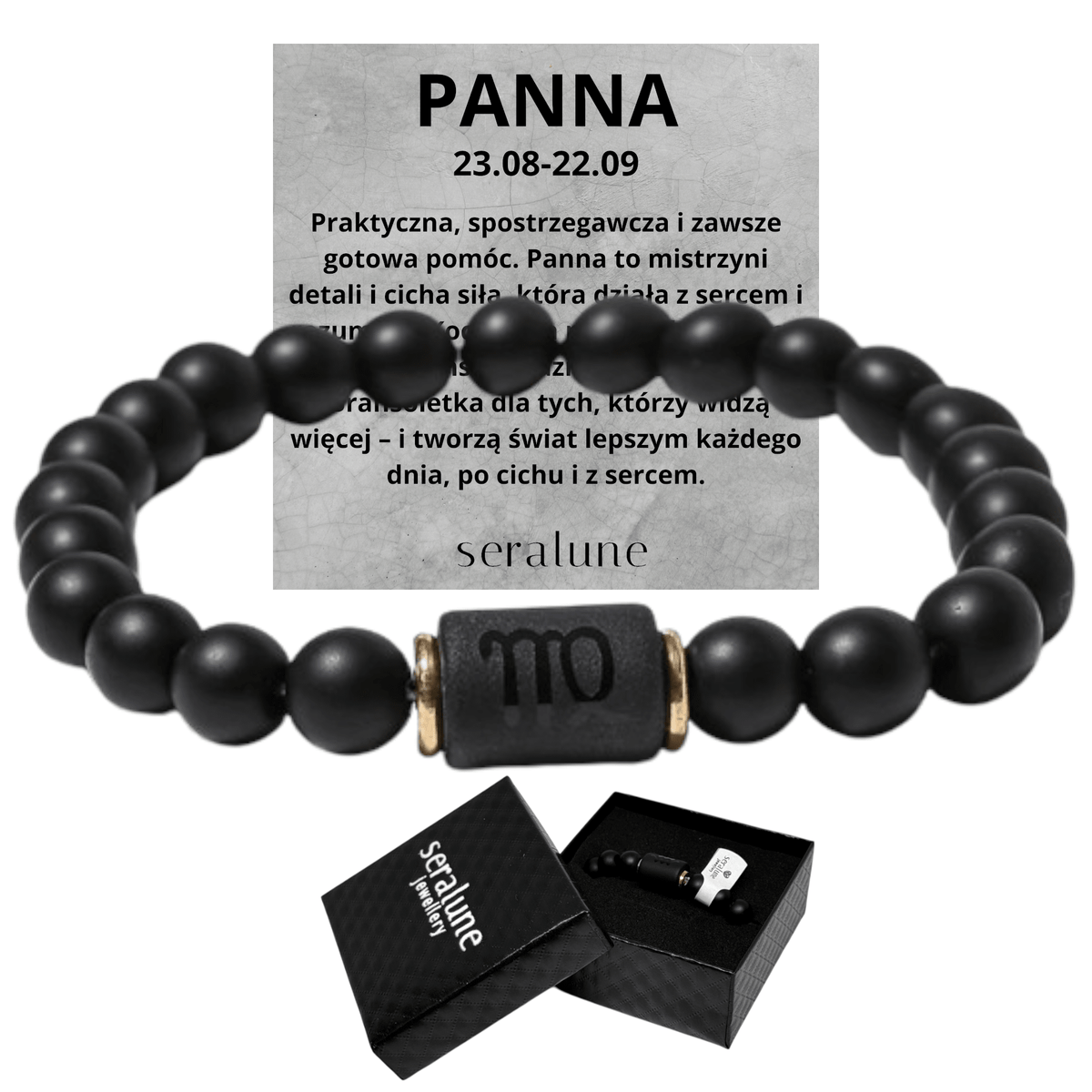 Bransoletka Dla Znaku Zodiaku Panna Onyks 8mm - Seralune