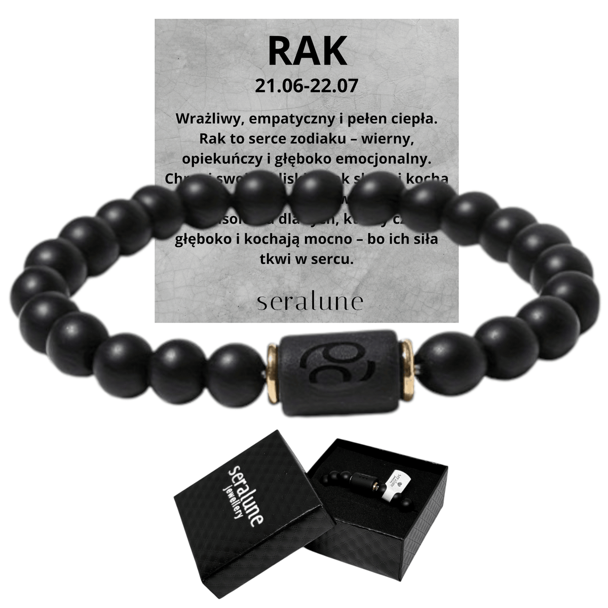 Bransoletka Dla Znaku Zodiaku Rak Onyks 8mm - Seralune