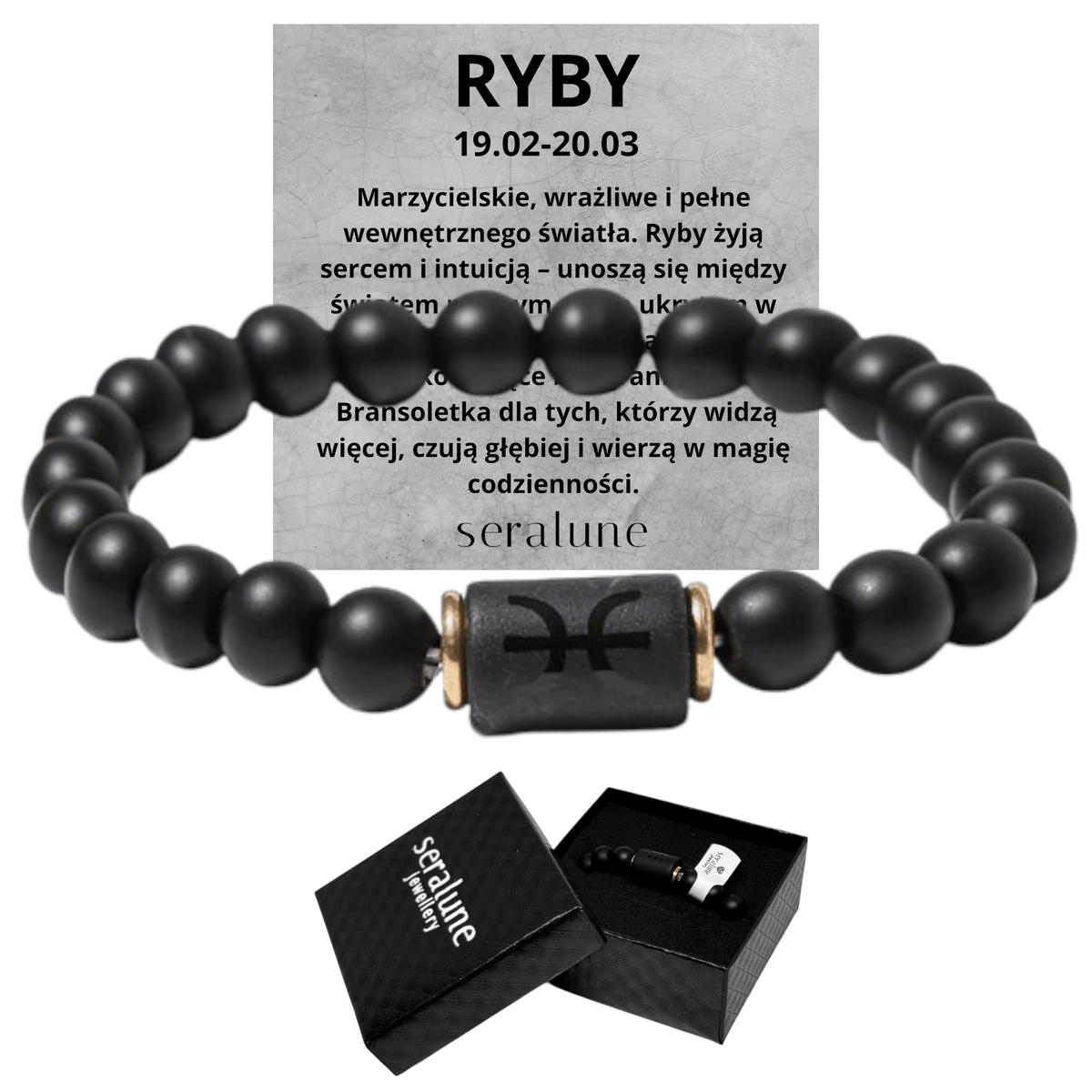 Bransoletka Dla Znaku Zodiaku Ryby Onyks 8mm - Seralune