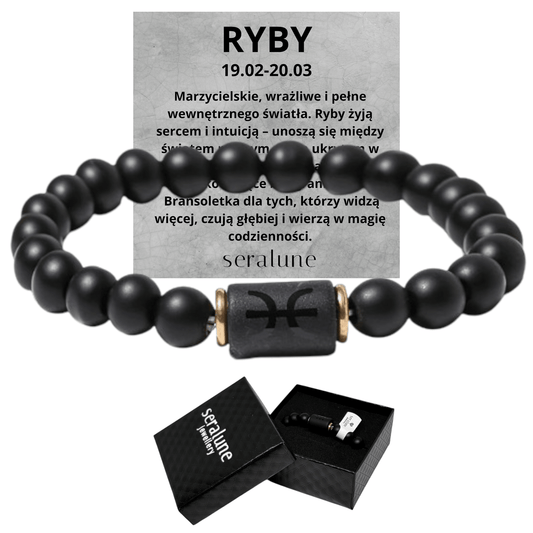 Bransoletka Dla Znaku Zodiaku Ryby Onyks 8mm - Seralune