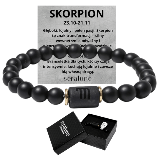 Bransoletka Dla Znaku Zodiaku Skorpion Onyks 8mm - Seralune