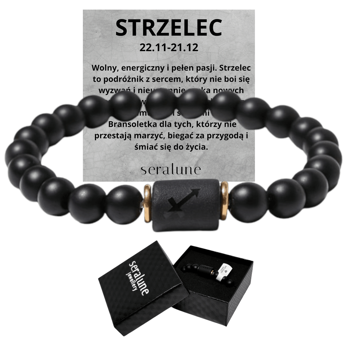 Bransoletka Dla Znaku Zodiaku Strzelec Onyks 8mm - Seralune