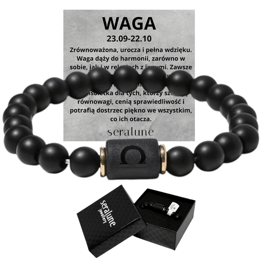 Bransoletka Dla Znaku Zodiaku Waga Onyks 8mm - Seralune