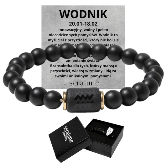Bransoletka Dla Znaku Zodiaku Wodnik Onyks 8mm - Seralune