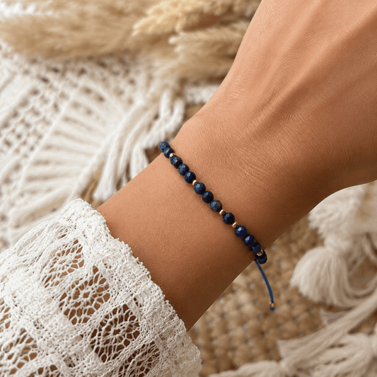 Bransoletka Lapis Lazuli Kamień 4mm Na Sznurku Harmonia - Seralune
