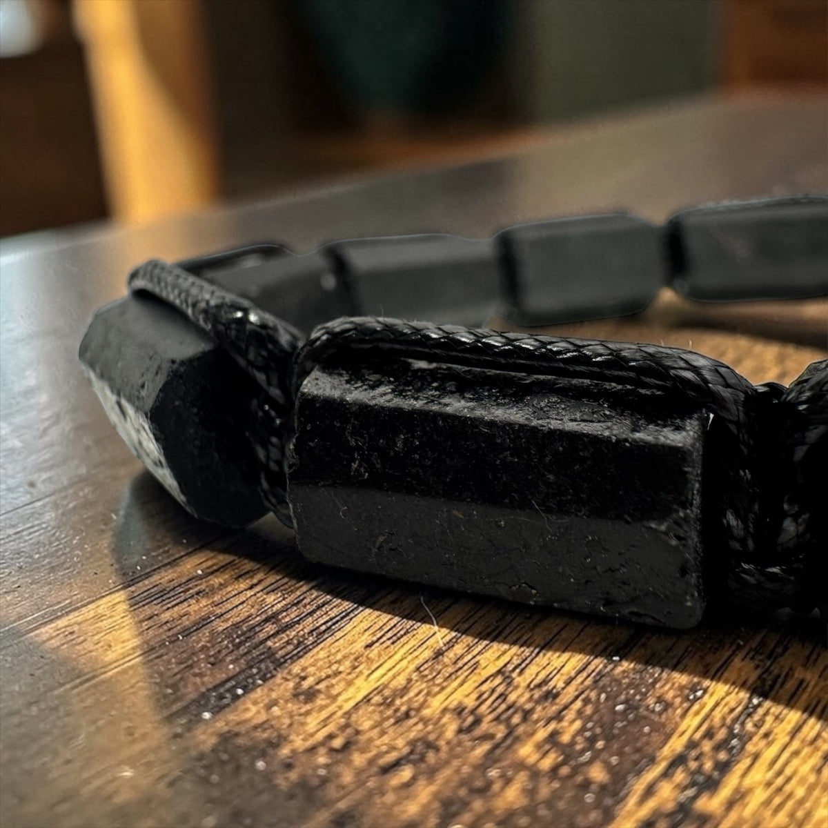 Bransoletka Męska Czarny Turmalin Surowy Kamień Naturalny 10mm RAW - Seralune