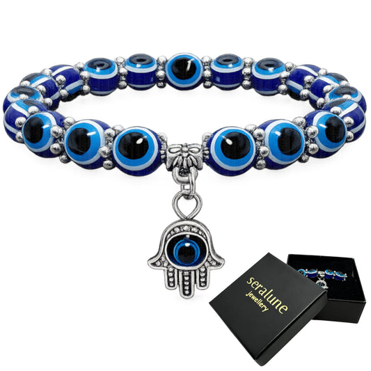 Bransoletka Ochronna Ręka Fatimy Oko Proroka Hamsa 8mm - Seralune