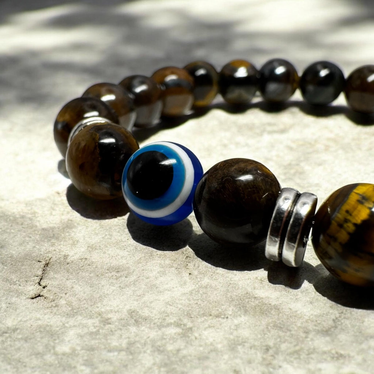 Bransoletka Oko Proroka Tygrysie Oko 8mm Kamień Amulet Evil Eye - Seralune