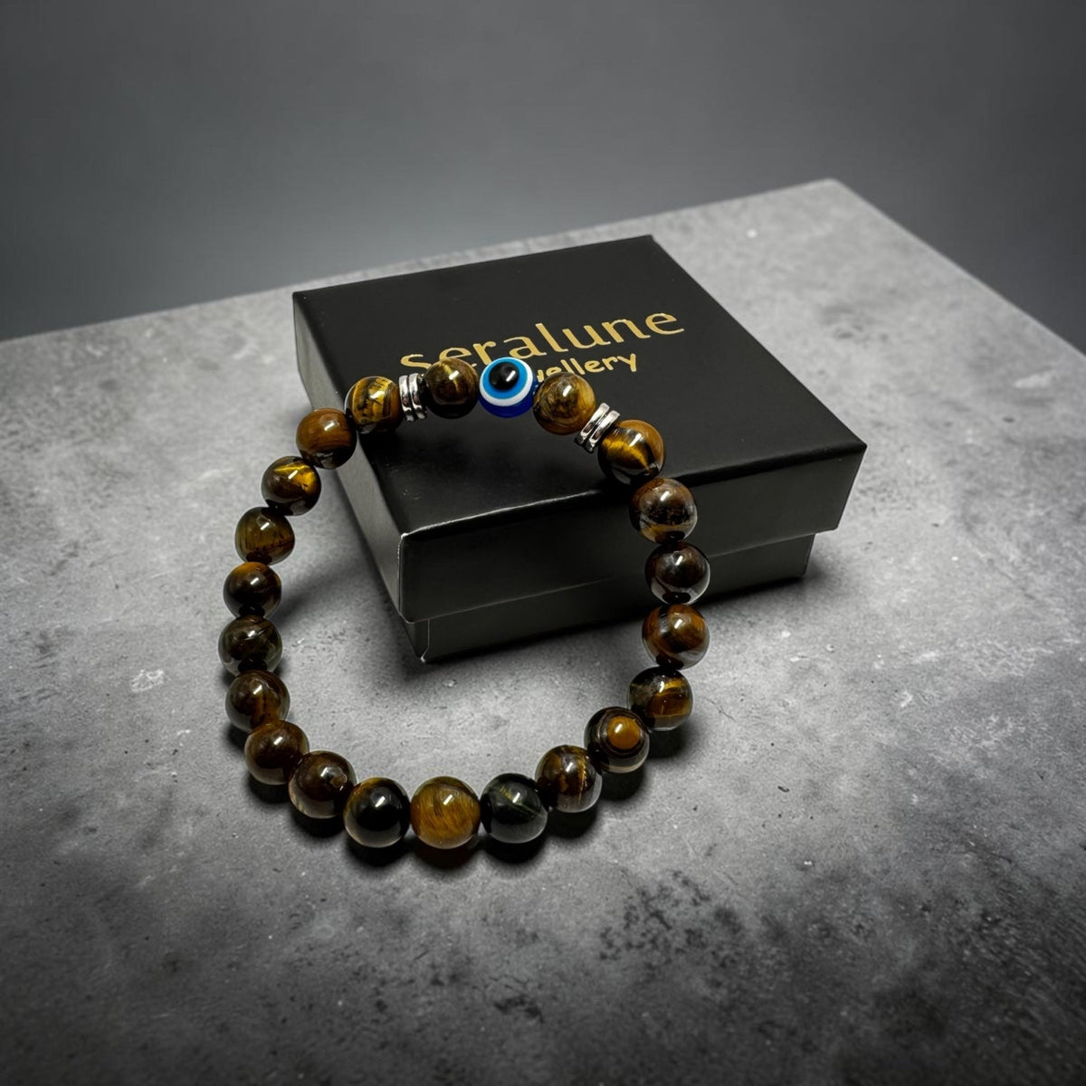 Bransoletka Oko Proroka Tygrysie Oko 8mm Kamień Amulet Evil Eye - Seralune