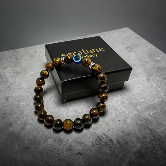 Bransoletka Oko Proroka Tygrysie Oko 8mm Kamień Amulet Evil Eye - Seralune