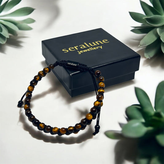 Bransoletka Tygrysie Oko Tiger Eye Kamień 3mm Ochrona Pewność Siebie - Seralune