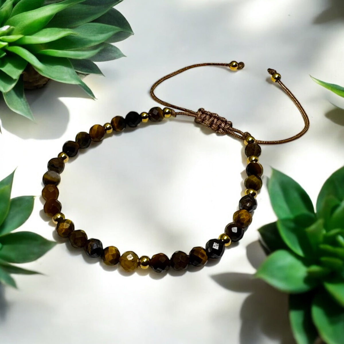 Bransoletka Tygrysie Oko Tiger Eye Kamień 4mm Sznurek - Seralune