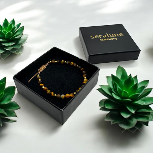 Bransoletka Tygrysie Oko Tiger Eye Kamień 4mm Sznurek - Seralune