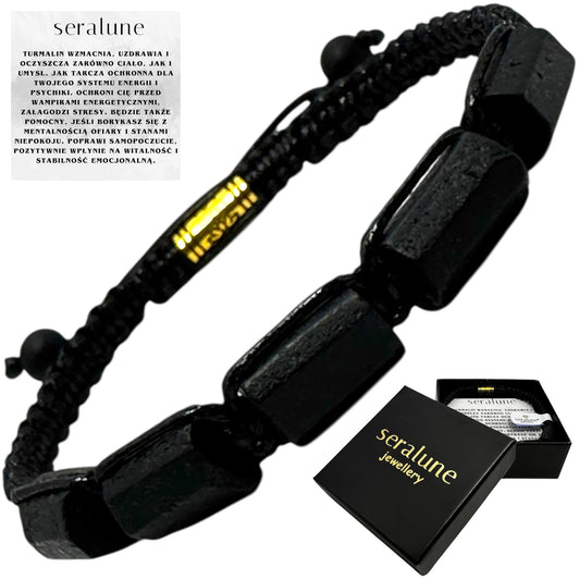 Bransoletka z Czarnym Turmalinem Fasetowanym 5 Kamieni RAW - Seralune